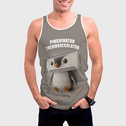 Майка-безрукавка мужская Пингвинатор Терморегулатор - brainrot animals meme, цвет: 3D-белый — фото 2