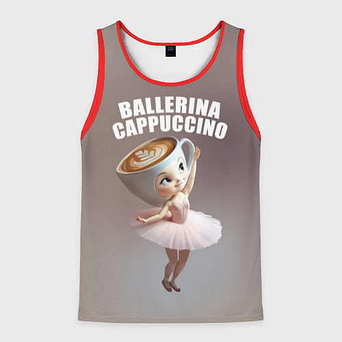 Мужская майка без рукавов Балерино капучино - brainrot animals meme / 3D-Красный – фото 1