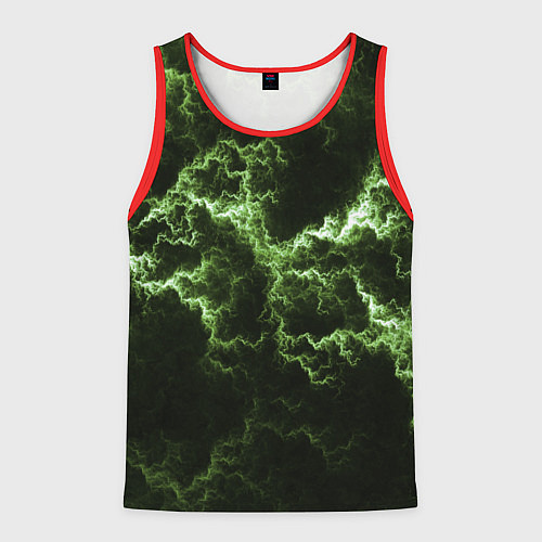 Мужская майка без рукавов Lightning green glow / 3D-Красный – фото 1