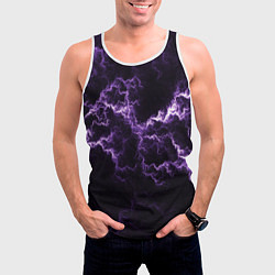 Майка-безрукавка мужская Lightning purple flicker, цвет: 3D-белый — фото 2