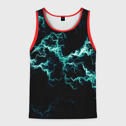 Мужская майка без рукавов Lightning light blue glow / 3D-Красный – фото 1