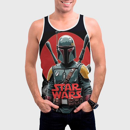 Мужская майка без рукавов Boba Fett звездные войны / 3D-Белый – фото 3