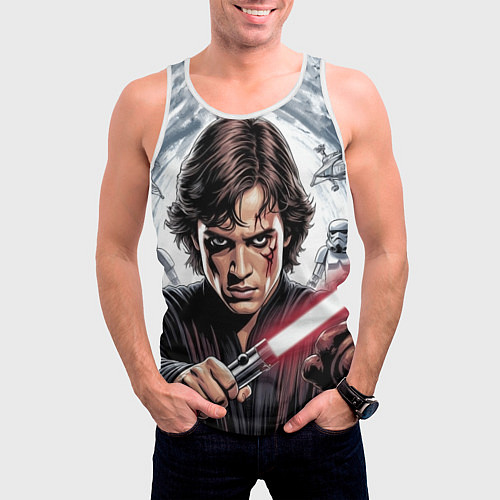 Мужская майка без рукавов Энакин Скайуокер Anakin Skywalker / 3D-Белый – фото 3