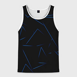 Майка-безрукавка мужская Color blue line, цвет: 3D-белый