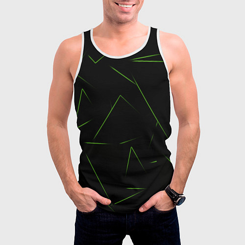 Мужская майка без рукавов Color green line / 3D-Белый – фото 3
