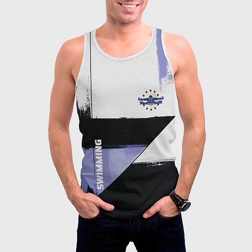 Мужская майка без рукавов Плавание спортивное / 3D-Белый – фото 3