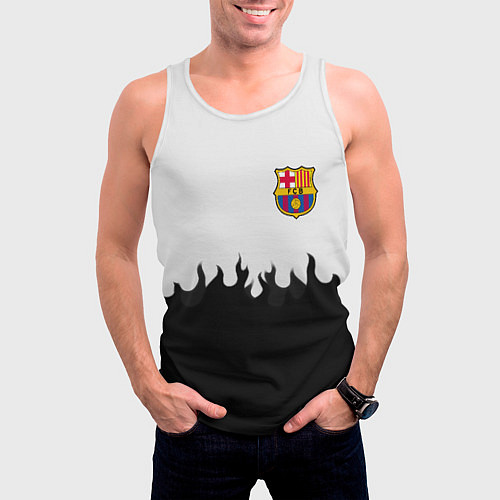 Мужская майка без рукавов Barcelona черный огонь / 3D-Белый – фото 3