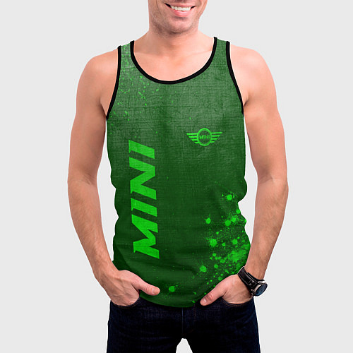 Мужская майка без рукавов Mini - green gradient вертикально / 3D-Черный – фото 3