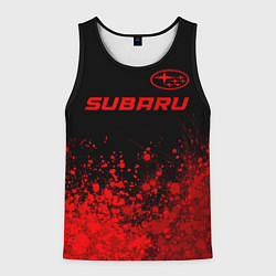 Майка-безрукавка мужская Subaru - red gradient посередине, цвет: 3D-черный