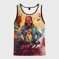 Майка-безрукавка мужская Человек паук в толстовке, цвет: 3D-черный