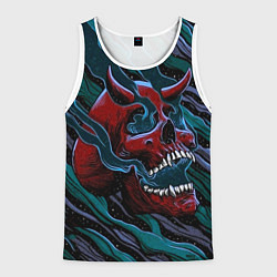 Майка-безрукавка мужская Череп с рогами, цвет: 3D-белый