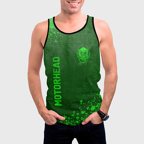 Мужская майка без рукавов Motorhead - green gradient вертикально / 3D-Черный – фото 3