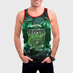 Майка-безрукавка мужская Russia - зеленые кристаллы, цвет: 3D-красный — фото 2