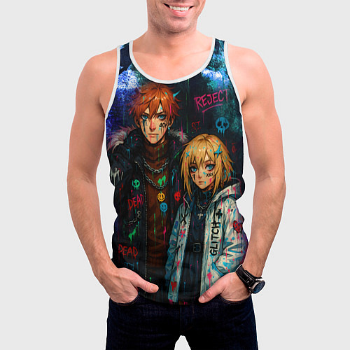 Мужская майка без рукавов Люмин и Тарталья потеки краски / 3D-Белый – фото 3