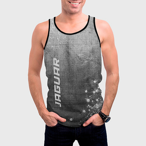 Мужская майка без рукавов Jaguar - grey gradient вертикально / 3D-Черный – фото 3