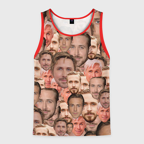 Мужская майка без рукавов Лица Райана Гослинга / 3D-Красный – фото 1