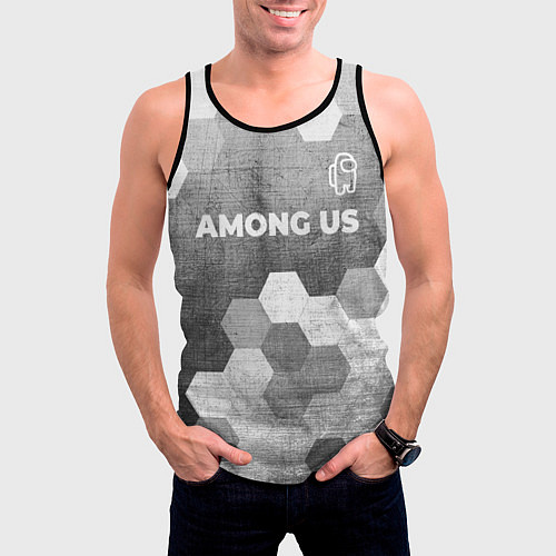 Мужская майка без рукавов Among Us - grey gradient посередине / 3D-Черный – фото 3