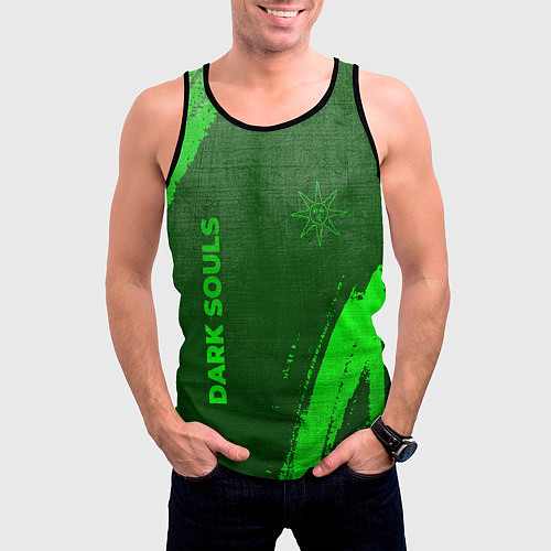 Мужская майка без рукавов Dark Souls - green gradient вертикально / 3D-Черный – фото 3
