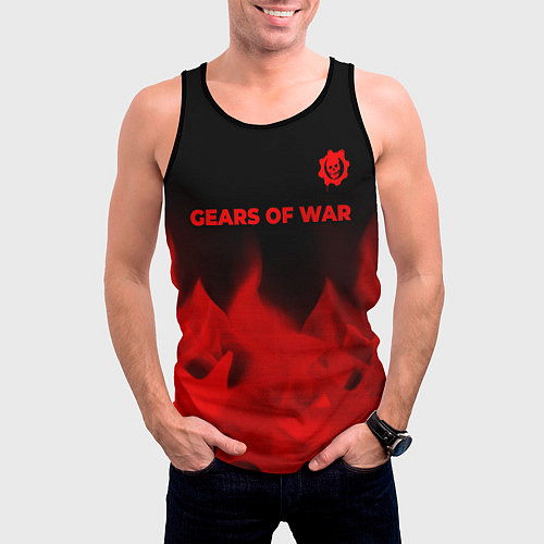 Мужская майка без рукавов Gears of War - red gradient посередине / 3D-Черный – фото 3
