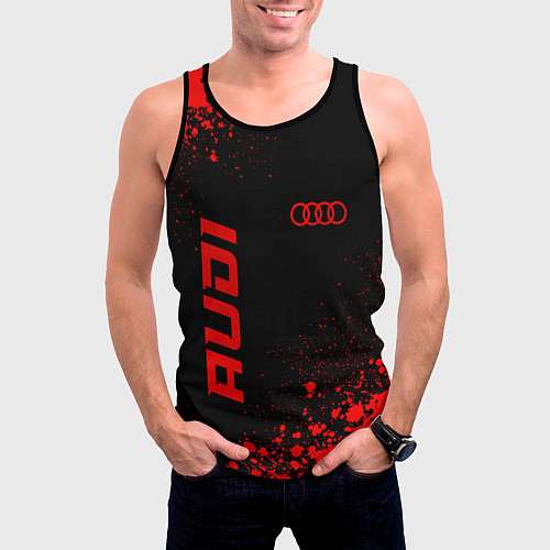 Мужская майка без рукавов Audi - red gradient вертикально / 3D-Черный – фото 3