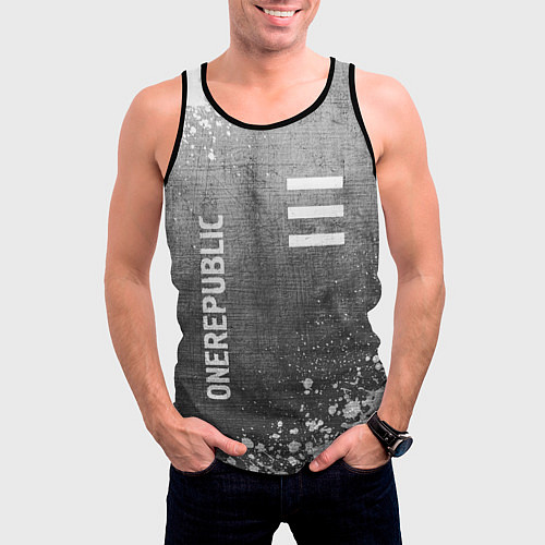 Мужская майка без рукавов OneRepublic - grey gradient вертикально / 3D-Черный – фото 3