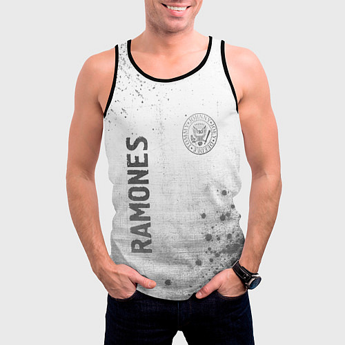 Мужская майка без рукавов Ramones - white gradient вертикально / 3D-Черный – фото 3