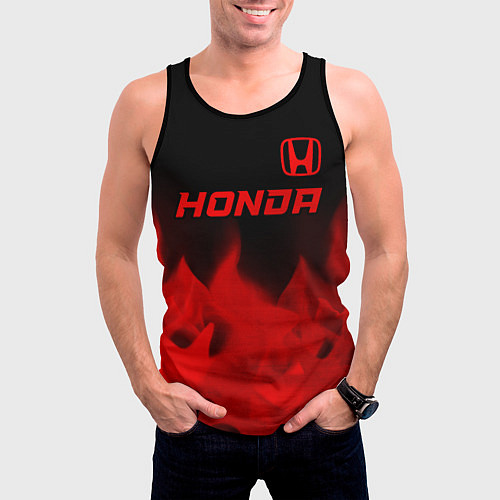 Мужская майка без рукавов Honda - red gradient посередине / 3D-Черный – фото 3