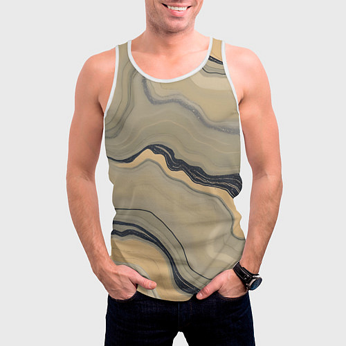 Мужская майка без рукавов Песочный мрамор / 3D-Белый – фото 3