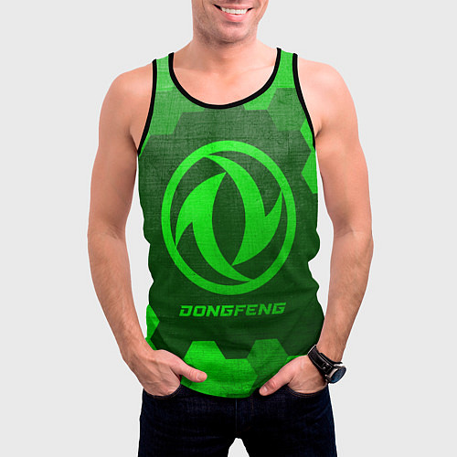 Мужская майка без рукавов Dongfeng - green gradient / 3D-Черный – фото 3