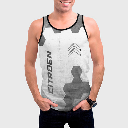 Мужская майка без рукавов Citroen - white gradient вертикально / 3D-Черный – фото 3
