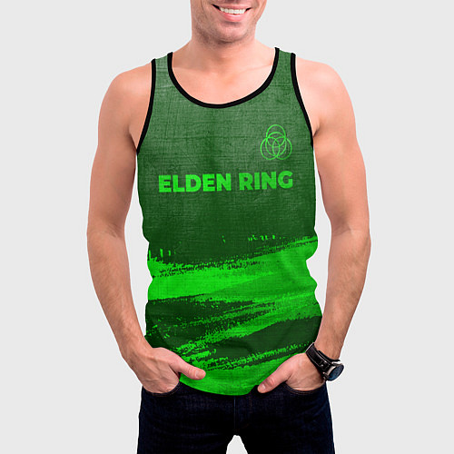 Мужская майка без рукавов Elden Ring - green gradient посередине / 3D-Черный – фото 3
