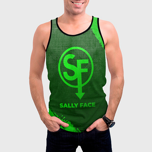 Мужская майка без рукавов Sally Face - green gradient / 3D-Черный – фото 3