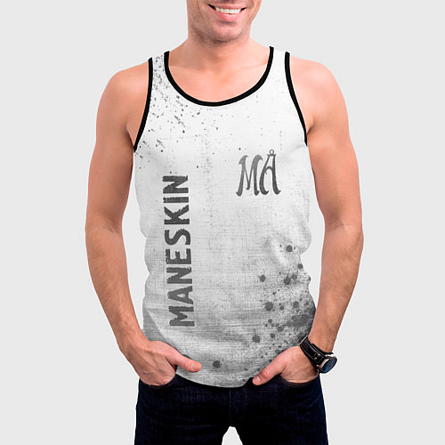 Мужская майка без рукавов Maneskin - white gradient вертикально / 3D-Черный – фото 3