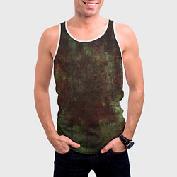 Майка-безрукавка мужская Абстракция - green fabric soaked in red paint, цвет: 3D-белый — фото 2