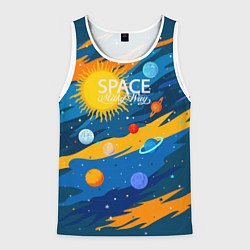 Майка-безрукавка мужская Млечный путь -наш дом, цвет: 3D-белый