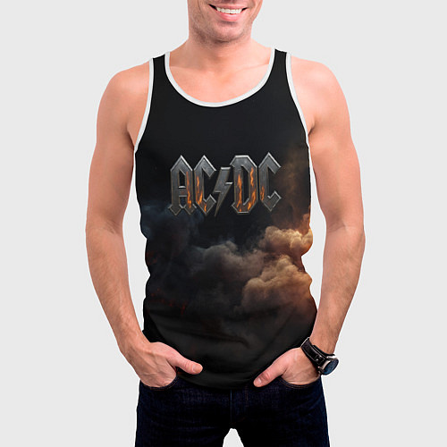 Мужская майка без рукавов ACDC металлический лого / 3D-Белый – фото 3