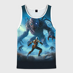 Майка-безрукавка мужская Ciri vs dark monster - Witcher 4, цвет: 3D-белый
