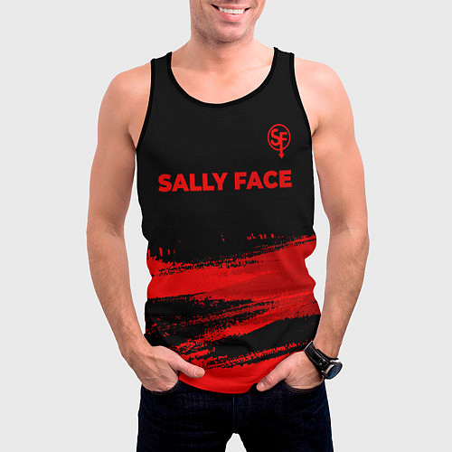 Мужская майка без рукавов Sally Face - red gradient посередине / 3D-Черный – фото 3