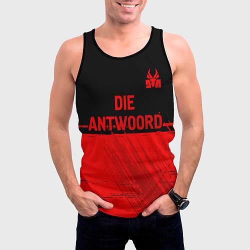 Мужская майка без рукавов Die Antwoord - red gradient посередине / 3D-Черный – фото 3