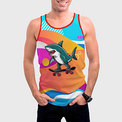 Майка-безрукавка мужская Акула на скейте, цвет: 3D-красный — фото 2