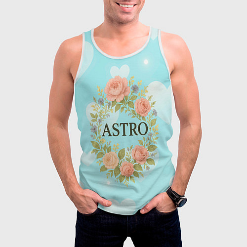 Мужская майка без рукавов Astro логотип в цветочном венке / 3D-Белый – фото 3