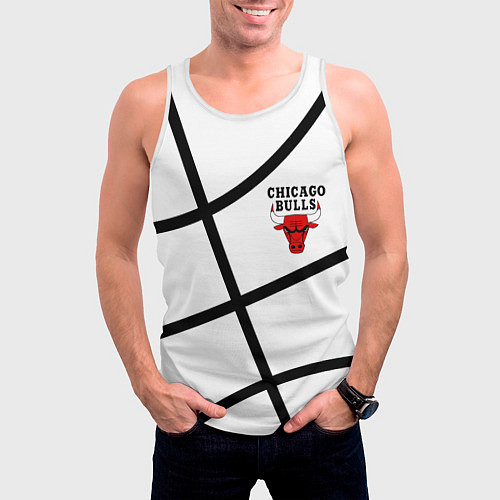 Мужская майка без рукавов Чикаго Буллз на белом фоне / 3D-Белый – фото 3