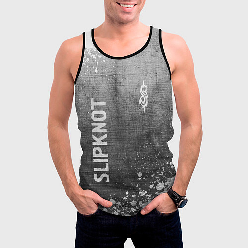 Мужская майка без рукавов Slipknot - grey gradient вертикально / 3D-Черный – фото 3