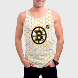 Майка-безрукавка мужская Бостон Брюинз - белые соты, цвет: 3D-белый — фото 2