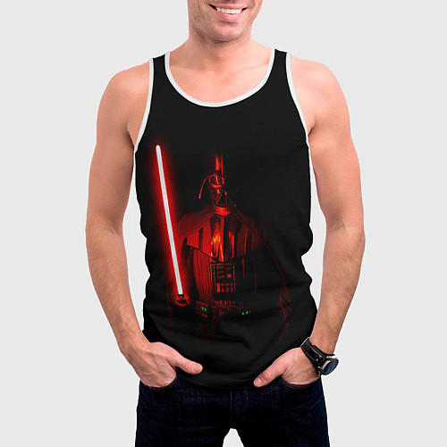 Мужская майка без рукавов Вейдер в темноте с мечом / 3D-Белый – фото 3