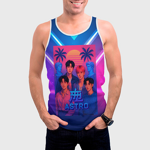 Мужская майка без рукавов Astro retro rave 80 / 3D-Белый – фото 3