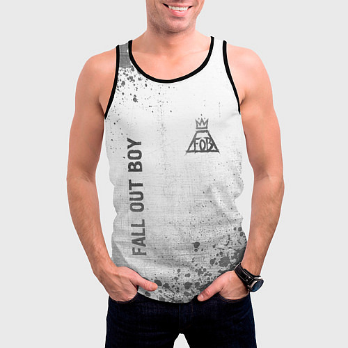 Мужская майка без рукавов Fall Out Boy - white gradient вертикально / 3D-Черный – фото 3