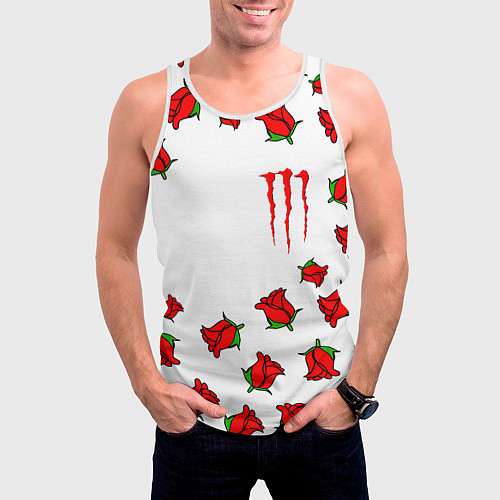 Мужская майка без рукавов Monster energy steel rose / 3D-Белый – фото 3