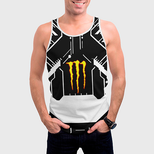 Мужская майка без рукавов Monster energy geometry / 3D-Белый – фото 3
