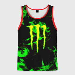 Майка-безрукавка мужская Monster energy кислотное лого огонь, цвет: 3D-красный